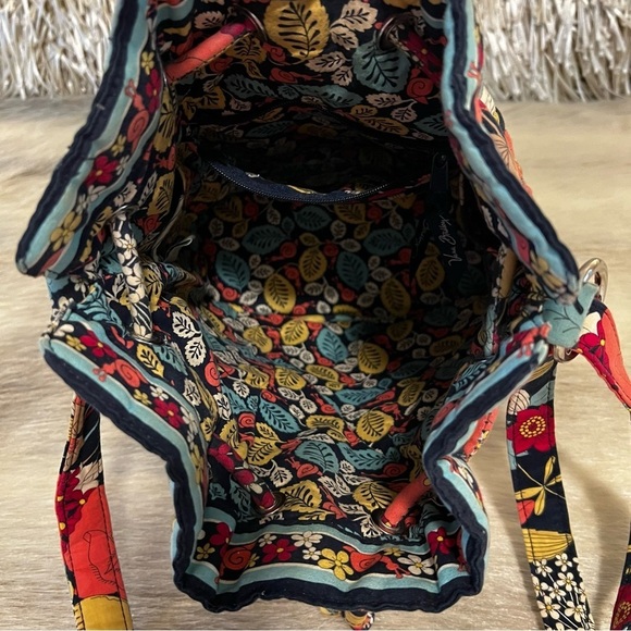 VERA BRADLEY Happy Snail 2011 Quick Draw Crossbody Cinch Bucket Bag Blue Orange - Picture 11 of 13